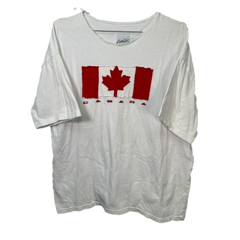 Vintage Canada Flag White Cotton‎ T-shirt XL